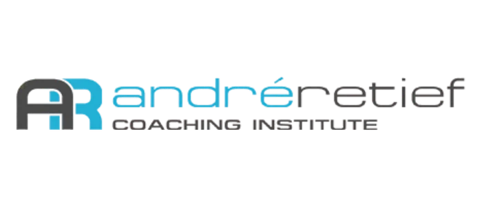 Logo for André Netief Coaching Institute, with a gray-blue AR emblem and blue/gray wordmark and the tagline 'COACHING INSTITUTE'