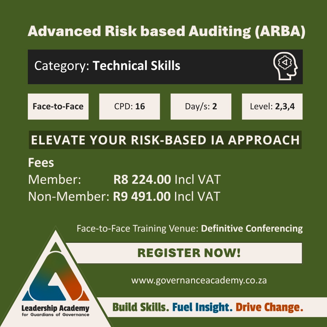 Advanced Risk Based Auditing course South Africa ARBA 2-day CPD training Isando Gauteng October 2026