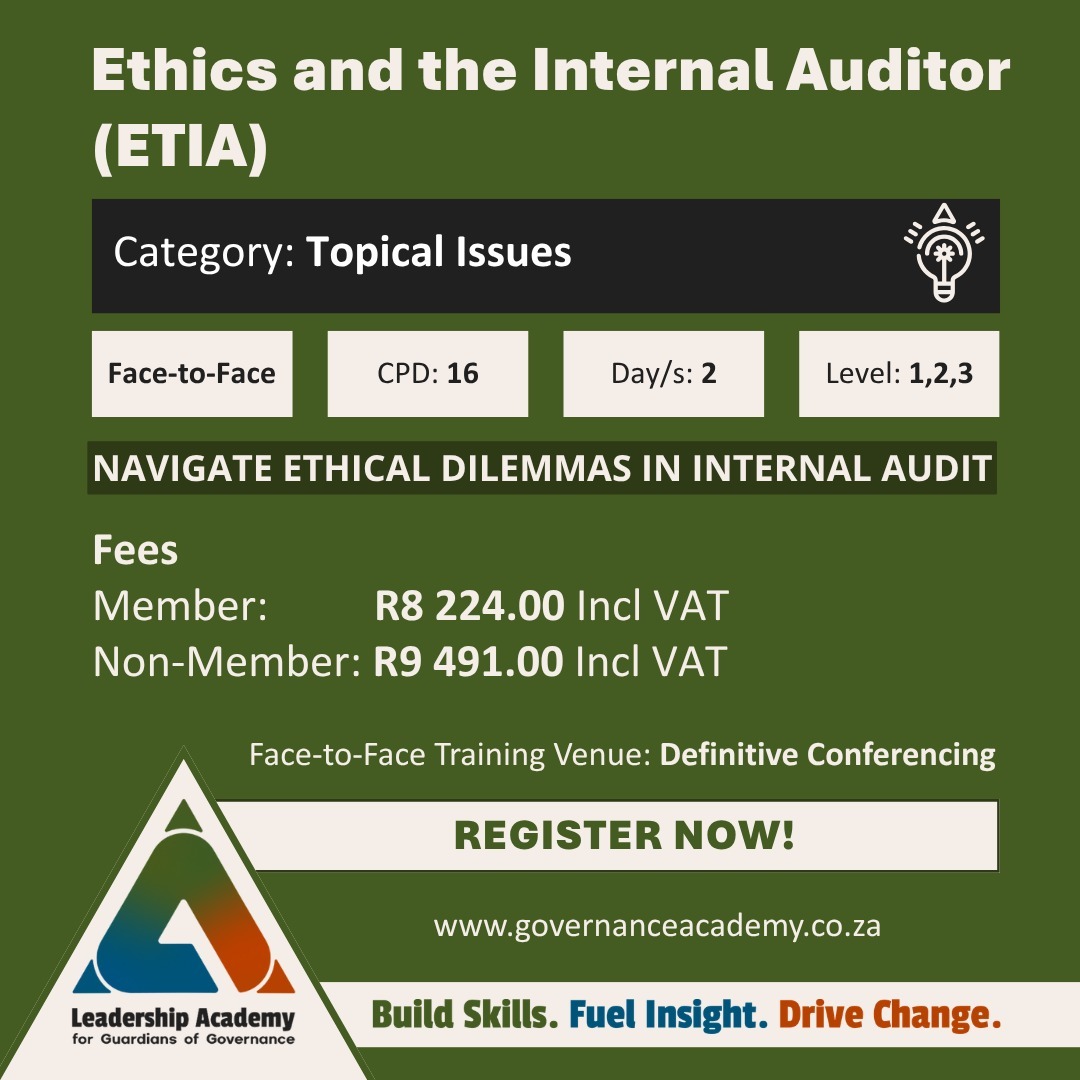 Ethics and the Internal Auditor 2-day CPD course South Africa Isando Gauteng November 2026 ethics training internal auditors | Ethics and the Internal Auditor 2-day CPD course South Africa Isando Gauteng November 2026